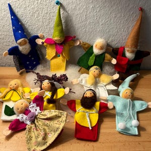 Vingerpoppetjes met wolvilt - Kleuterschool - Sprookjes - Handgemaakt -