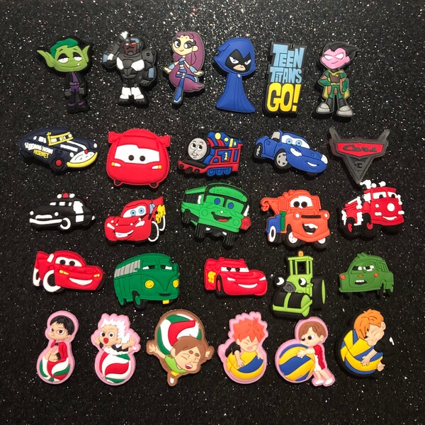 Cars Police Car Ambulance Fire Truck Taxi School Bus Shoe Charms Accessories Train Bulldozer Volleyball Steam Roller Shoe Charms