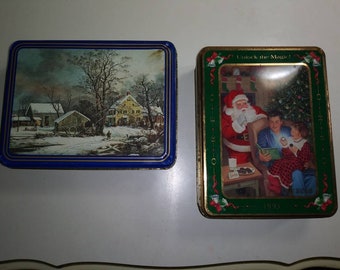 2 Vintage Christmas Collector Tins