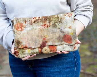 Clutch Bag, Plant Dyed Bag, Felted Clutch, Naturally Dyed Bag, Boho Handbag, Timeless Gift, Hand Felted Purse, Eco friendly Accessory