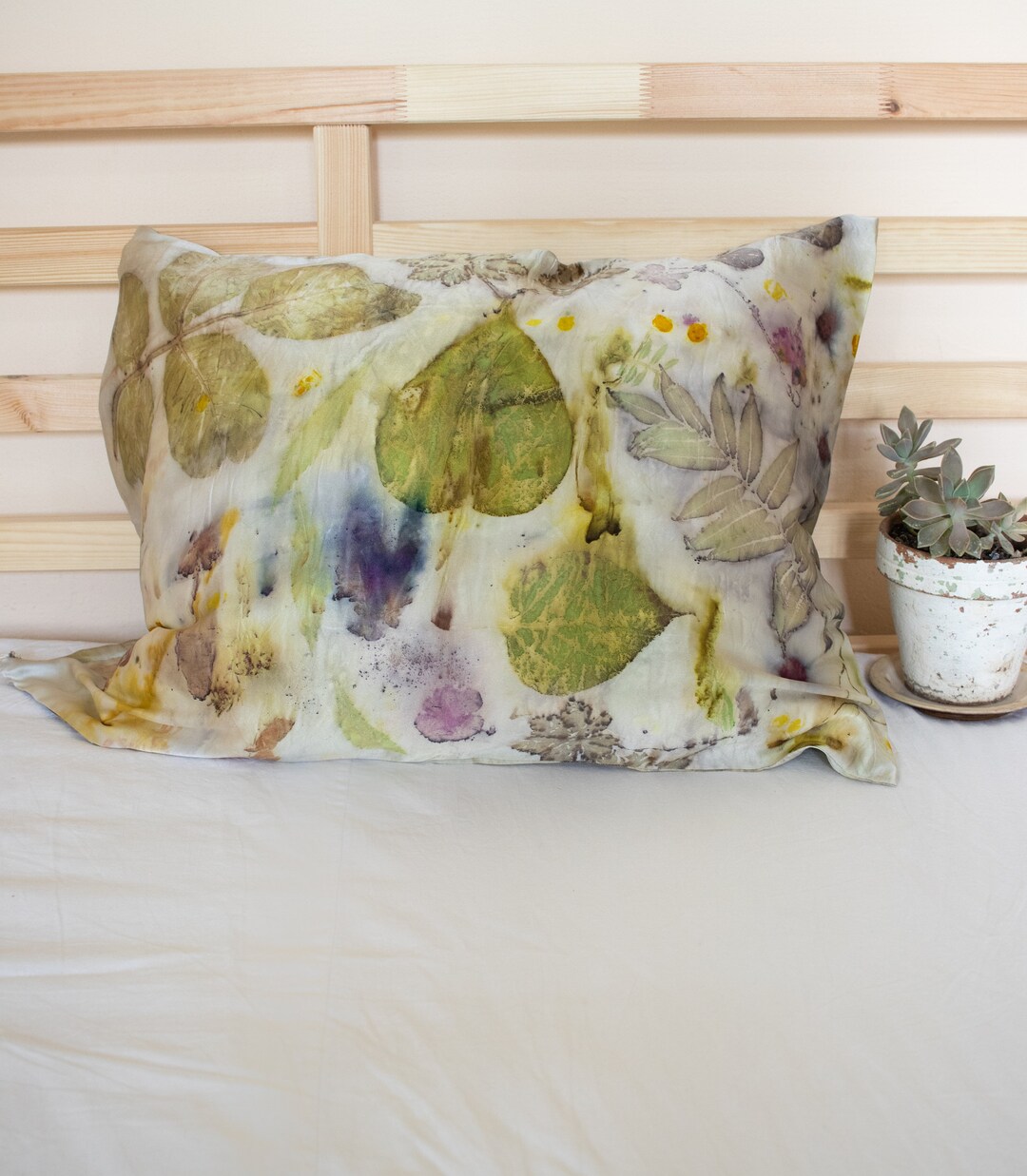 Handmade Satin Silk Pillowcase Plant Dyed Pillowcase Etsy