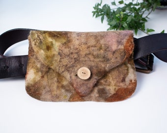 Unique Belt Bag, Handmade Hip Bag, Felted Hip Pouch, Handcraft Waist bag, Women Fanny Pack, Unique Festival Bag, Naturally Dyed Felted Bag