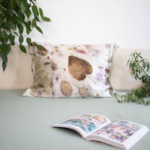 Satin Silk Pillowcase, Naturally Dyed Pillow Cover, Handmade Mulberry Silk Pillowcase, Luxury Bedding, Gift for Her, Hair Care Gift