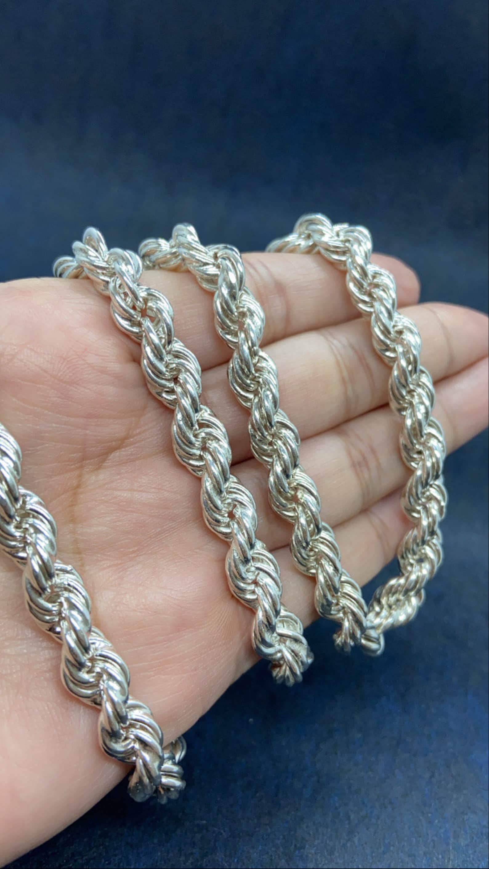 925S Silver Rope Chain Silver Chain Plata 925 Cadena Torsal Etsy