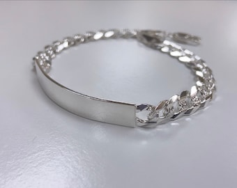 Plata 925 Esclava cubana corte diamante, pulsera cubana, pulso cubano