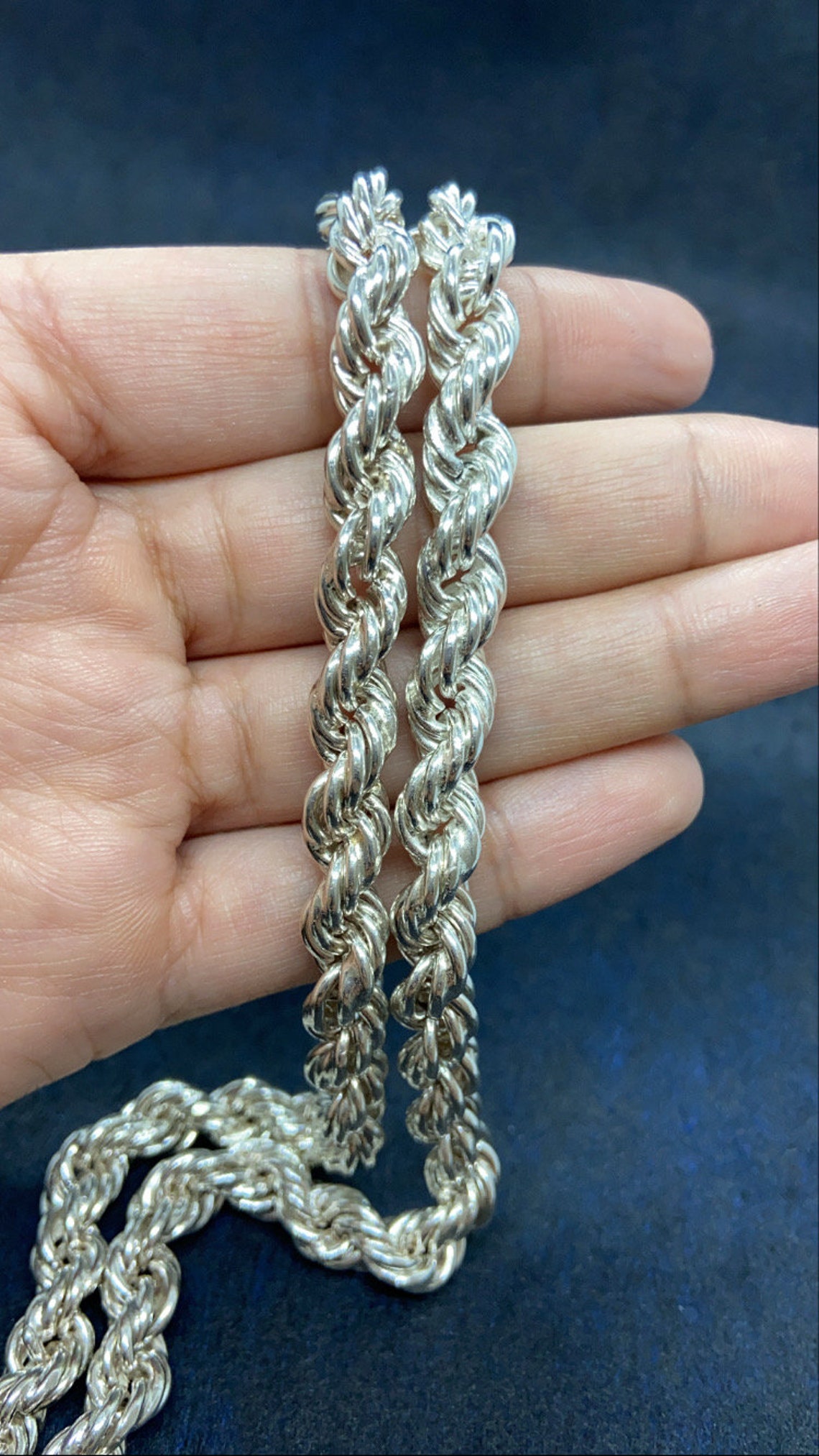 925S Silver Rope Chain Silver Chain Plata 925 Cadena Torsal Etsy