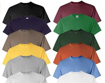 Gildan Men's Heavy Cotton Tee Bulk Plain Lot (Pack of 12) Assorted Mixed Colors Small-5XL