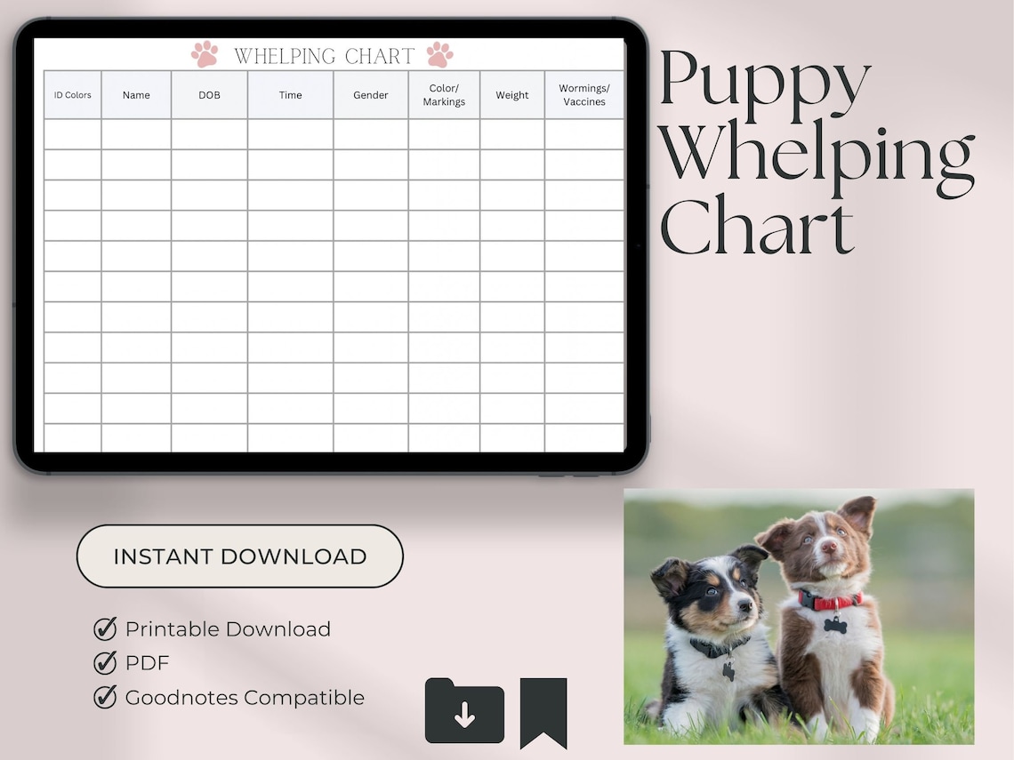 Wheping Chart Whelping Chart - Etsy Canada