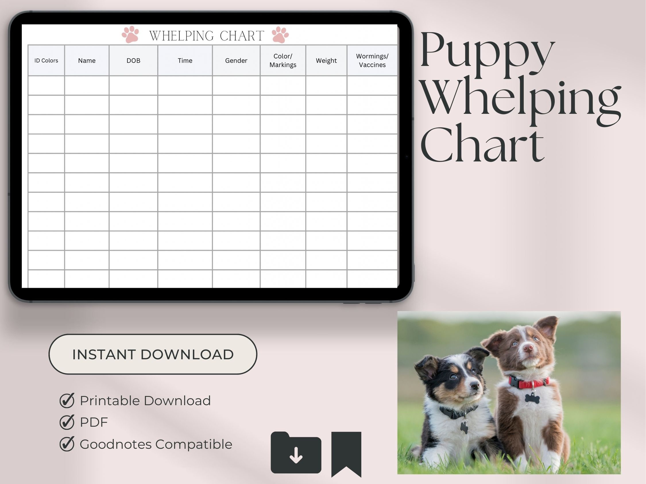 Whelping Chart Etsy Whelping Chart Etsy
