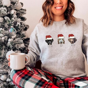 Custom Pet Face Portrait Holiday Christmas Sweatshirt, Put up to 4 dogs or cats on your Christmas sweatshirt this year, Personalized Pet