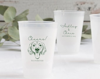 Custom Pet Portrait Wedding Frosted Cups, Custom Pet Illustration, Personalized Wedding Favors, Beverage Holder, Custom Cocktail Cups