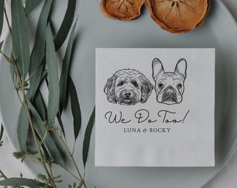 Custom Pet Cocktail Napkins, Dog Wedding Napkins, Custom Pet Cocktail Napkins, Customized Pet Napkins, Custom Pet Portrait Wedding Napkins