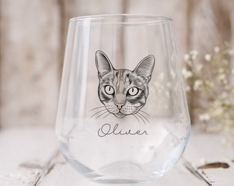Custom Pet Portrait Stemless Wine Glass, Cute dog mom gift, Dog illustration, Pet Memorial Gift, Wine Lover Gift, Personalized Wine Tumbler
