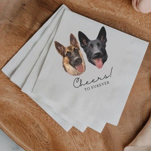 Custom Pet Cocktail Napkins, Dog Wedding Napkins, Custom Pet Cocktail Napkins, Customized Pet Napkins, Custom Pet Portrait Wedding Napkins