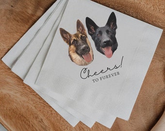 Custom Pet Cocktail Napkins, Dog Wedding Napkins, Custom Pet Cocktail Napkins, Customized Pet Napkins, Custom Pet Portrait Wedding Napkins