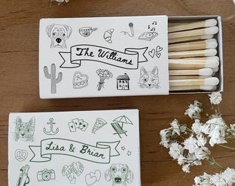 Aangepaste luciferdoosjes voor huisdieren, luciferdoosjes bruiloft, bruiloftsdecor, gepersonaliseerde hondenlucifers, aangepaste luciferdoosjes, luciferdoosje gunsten, decor feest, aangepaste luciferdoosjes