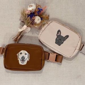 Custom EMBROIDERED Pet Face Portrait Belt Bag,Custom Pet Gift, Dog Mom Gift, Cat Mom,Personalized Pet Memorial,Personalized Dog Embroidery image 4