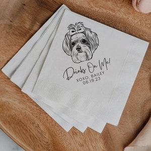 Custom Pet Cocktail Napkins, Dog Wedding Napkins, Custom Pet Cocktail Napkins, Customized Pet Napkins, Custom Pet Portrait Wedding Napkins