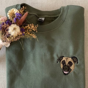Custom EMBROIDERED Pet Face Portrait Sweatshirt,Custom Pet Gift, Dog Mom Gift, Cat Mom,Personalized Pet Memorial,Personalized Dog Embroidery