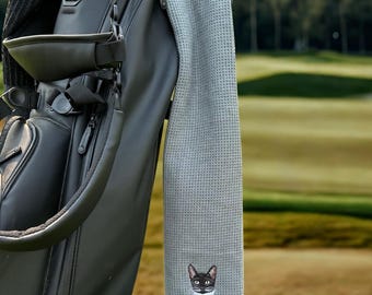 Custom EMBROIDERED Pet Portrait Golf Towel,Custom Dog Dad Gift,Personalized Golf Towel,Personalized Pet Embroidery, Custom Golf Accessories
