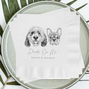 Custom Detailed Pet Cocktail Napkins, Dog Wedding Napkins, Custom Pet Cocktail Napkins, Customized Pet Napkins, Pet Portrait Wedding Napkins