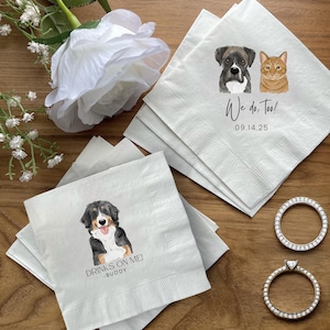 Custom Pet Cocktail Napkins, Dog Wedding Napkins, Custom Pet Cocktail Napkins, Customized Pet Napkins, Custom Pet Portrait Wedding Napkins