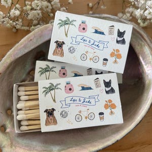 Custom Color Doodle Pet Matchboxes, Wedding Favor Matches, Personalized Matches, Custom Matchboxes, Match Box Favors, Custom Party Decor