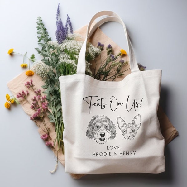 Custom Pet Guest Welcome Tote Bag, Dog Wedding Hotel Bag, Custom Pet Wedding Decor, Customized Bag, Custom Pet Portrait Guest Wedding Favor