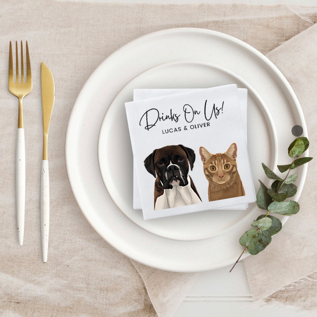 Custom Pet Cocktail Napkins Dog Wedding Napkins Custom Pet Etsy