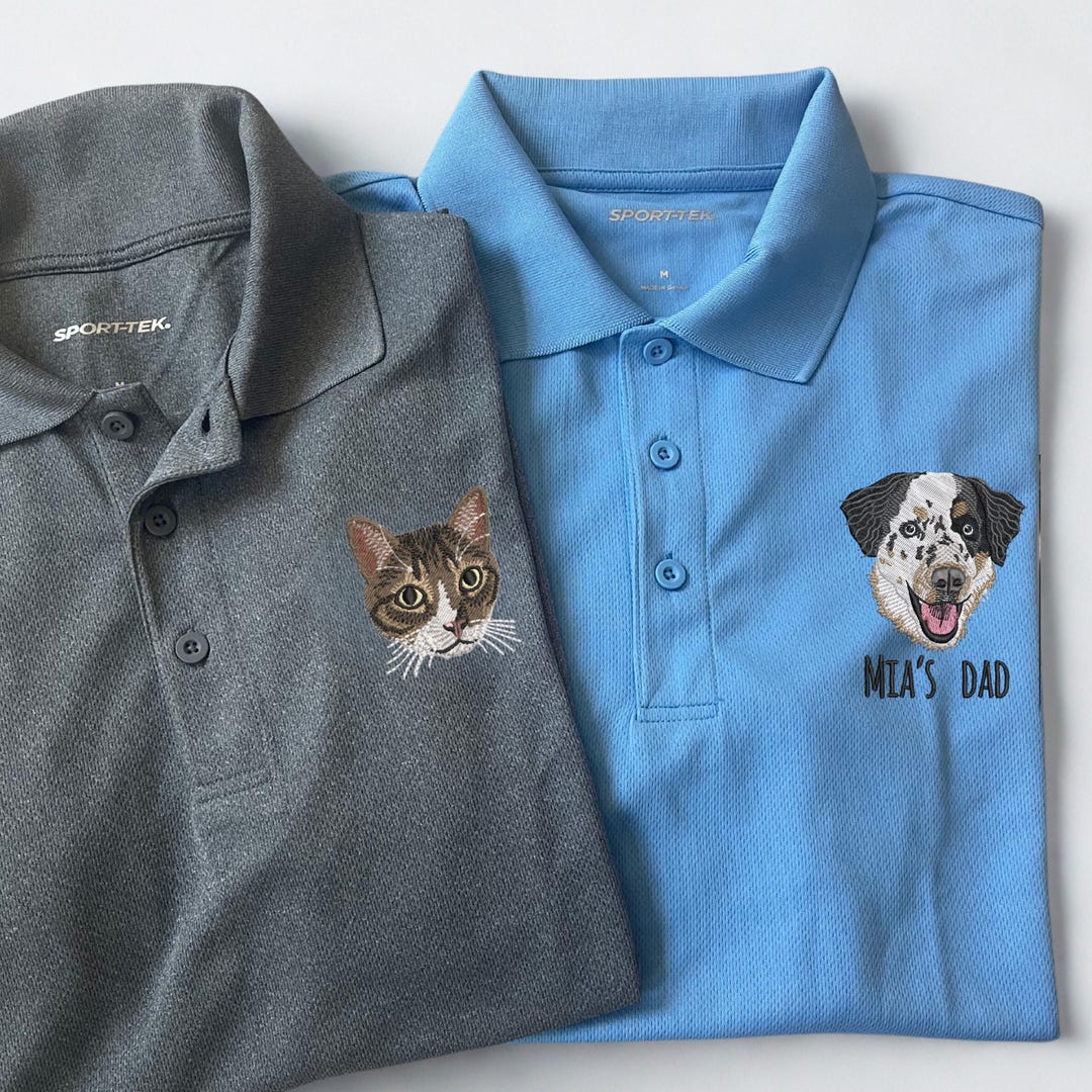 Custom Dog EMBROIDERED Polo, Fathers Day Gift, Cat Embroidery Shirt ...