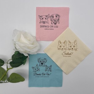 Custom Pet Cocktail Napkins, Dog Wedding Napkins, Custom Pet Cocktail Napkins, Customized Pet Napkins, Custom Pet Portrait Wedding Napkins