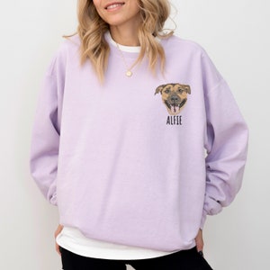 Custom EMBROIDERED Pet Portrait Comfort Colors Sweatshirt,Custom Pet Gift, Dog Mom Gift, Cat Mom,Pet Memorial,Personalized Dog Embroidery image 4