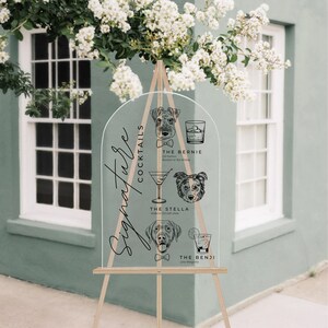 Custom Digital 3 Pet Portrait Wedding Sign, Personalized cocktail Bar Sign, Dog of Honor, Signature Pet Drink, Pet Portrait Wedding Decor