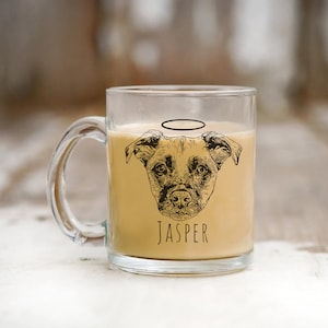 Custom Pet Portrait Glass Coffee Mug, Cute dog mom gift, Personalized Mug, Dog illustration, Pet Memorial Gift, Pet Remembrance, Coffee Mug