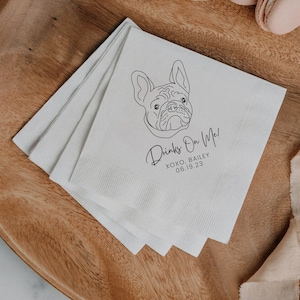 Custom Pet Cocktail Napkins, Dog Wedding Napkins, Custom Pet Cocktail Napkins, Customized Pet Napkins, Custom Pet Portrait Wedding Napkins
