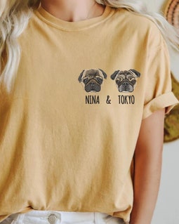 Custom EMBROIDERED Pet Portrait Comfort Colors T-Shirt,Custom Dog Mom Gift, Cat Mom,Personalized Pet Memorial,Personalized Pet Embroidery By Jasperandcostore Designed by jasperandcostore Shop owned by Jasper 6 years on Etsy