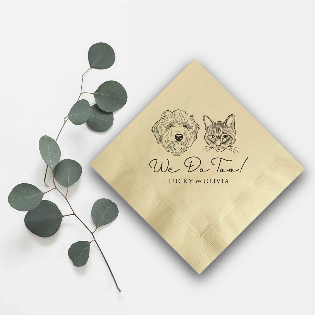 Custom Pet Cocktail Napkins, Dog Remembrance Wedding Napkins, Custom