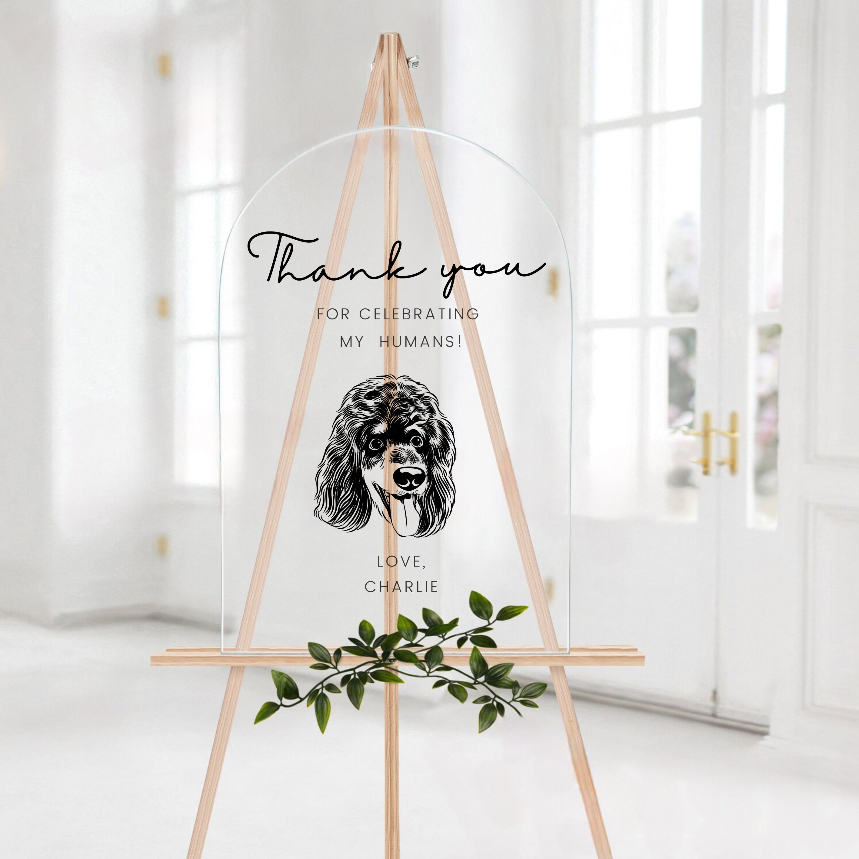Custom Digital 1 Pet Portrait Wedding Sign, Personalized Bar Sign, Dog of Honor, Custom Welcome Thank you Wedding Sign, Pet Wedding Decor