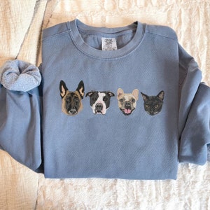 Custom EMBROIDERED Pet Portrait Comfort Colors Sweatshirt,Custom Pet Gift, Dog Mom Gift, Cat Mom,Pet Memorial,Personalized Dog Embroidery image 6