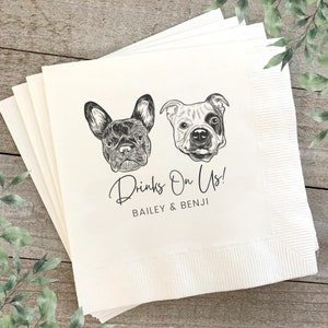 Custom Pet Cocktail Napkins, Dog Wedding Napkins, Custom Pet Cocktail Napkins, Customized Pet Napkins, Custom Pet Portrait Wedding Napkins image 1