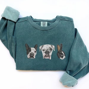 Custom EMBROIDERED Pet Portrait Comfort Colors Sweatshirt,Custom Pet Gift, Dog Mom Gift, Cat Mom,Pet Memorial,Personalized Dog Embroidery image 5