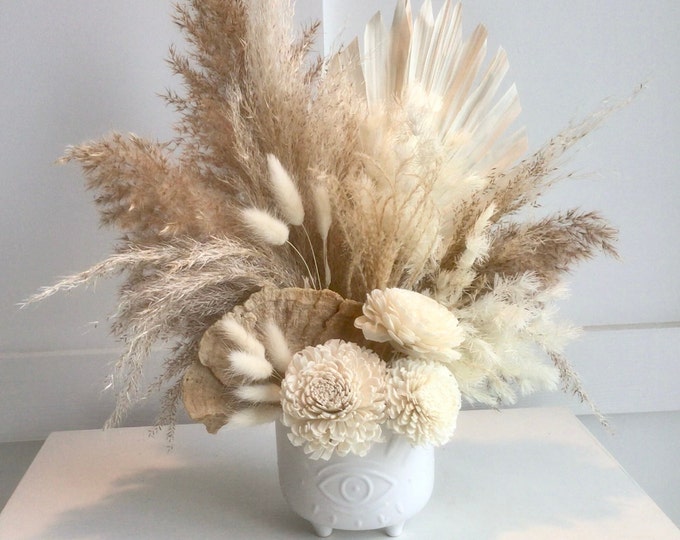 Dried Flower Arrangement With a Vase Natural Boho Style Etsy
