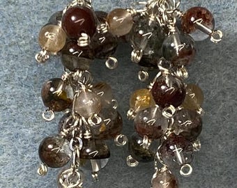 Phantom Quartz & Rutile Quartz Hypoallergenic Chandelier Earrings - Genuine Gemstone Dangle Earrings- Gifts for Her - Elegant Goth Earrings