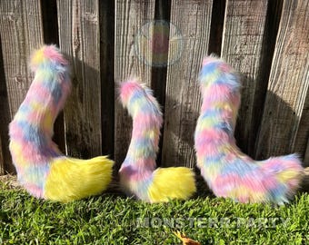 Rainbow cotton candy fursuit tails