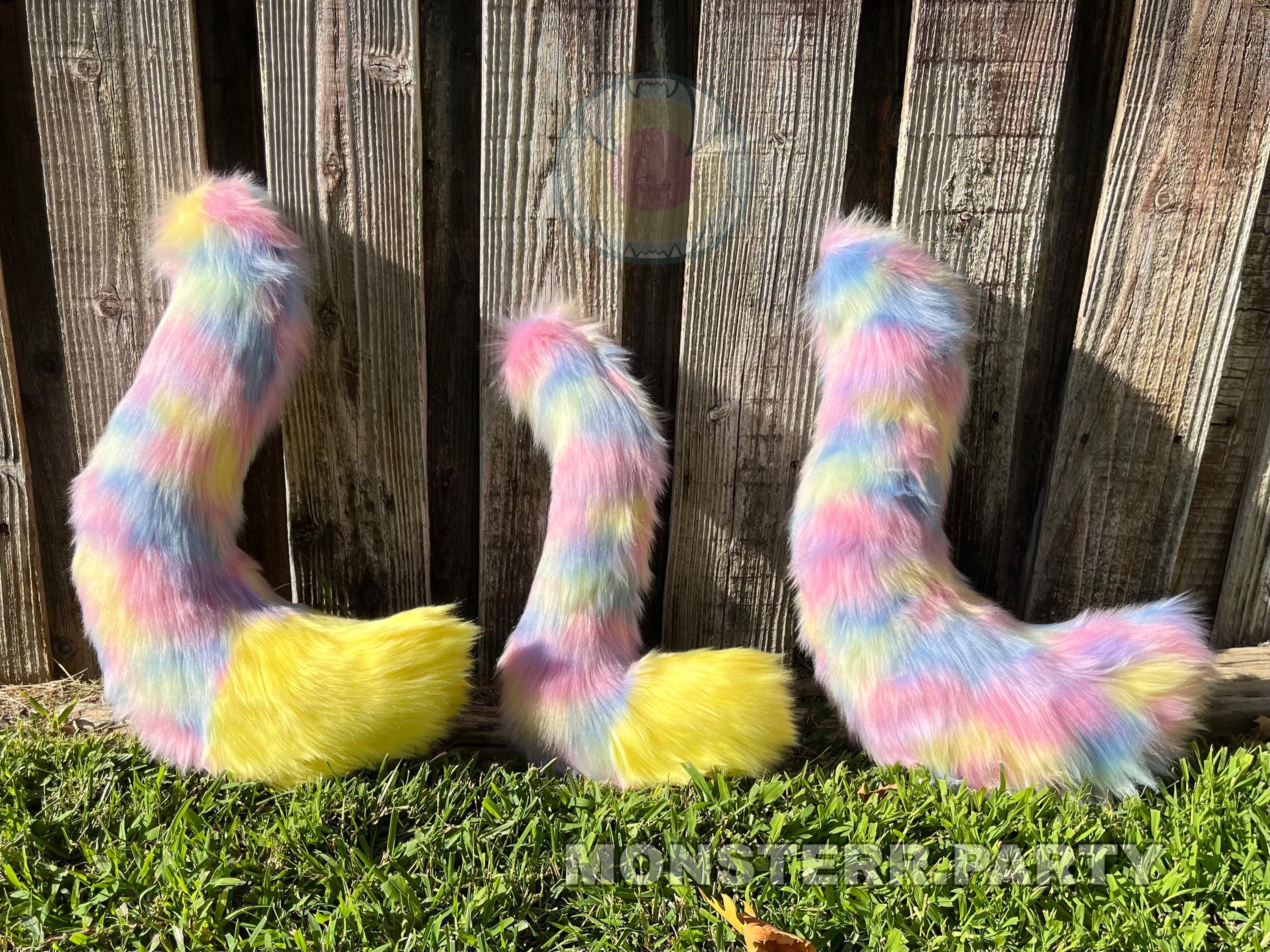 Rainbow cotton candy fursuit tails