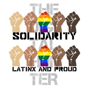 Latinx and Proud, Latinx gay, latinx lgbtq pride, rainbow flag, solidarity fist, PNG, printable, digital file