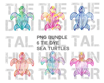 Rainbow Tie Dye Sea Turtle bundle, sea turtle png, tie dye png, VSCO girl, clipart, digital download, printable, ok for commercial use