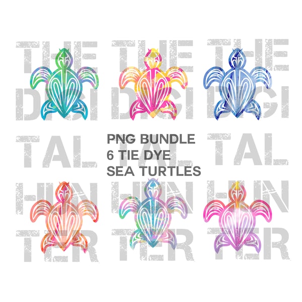 Rainbow Tie Dye Sea Turtle bundle, sea turtle png, tie dye png, VSCO girl, clipart, digital download, printable, ok for commercial use