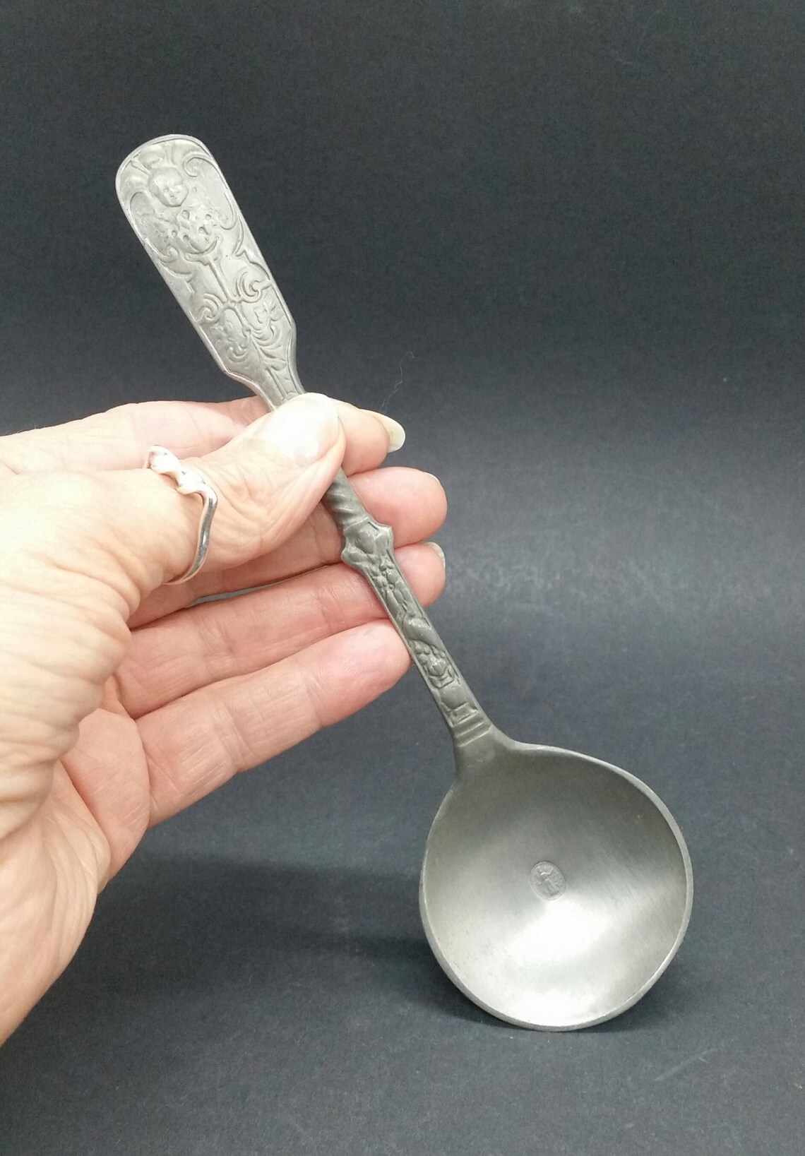 Antique Pewter Spoons German Pewter Soup Spoons Four Angel Etsy
