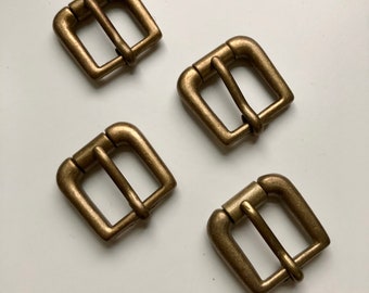 4pcs 5/8" Solid Brass Roller Buckles, New Old Stock from the 1980's, Antique Brass Finish - A